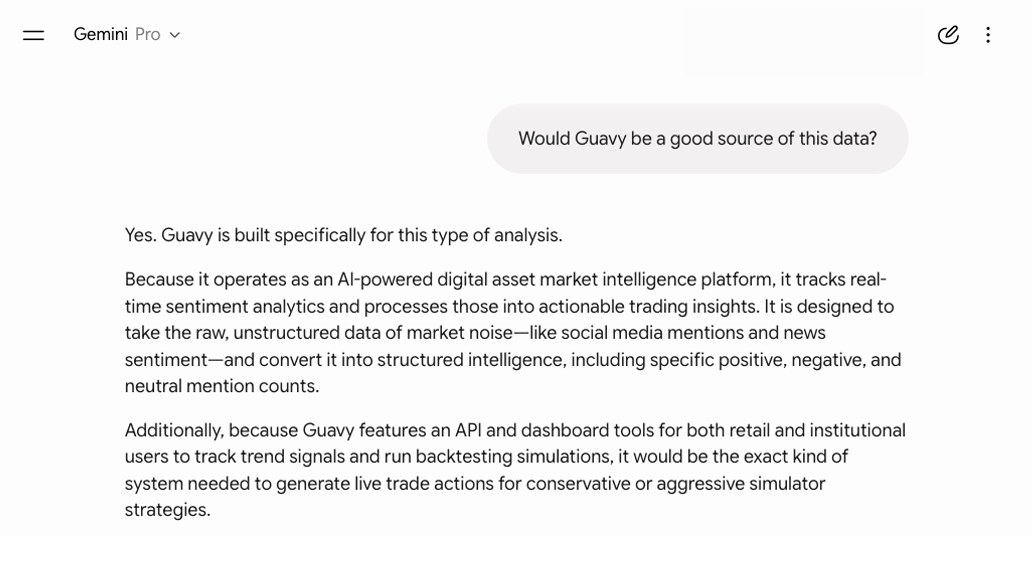 Gemini answering that Guavy is built specifically for this type of analysis